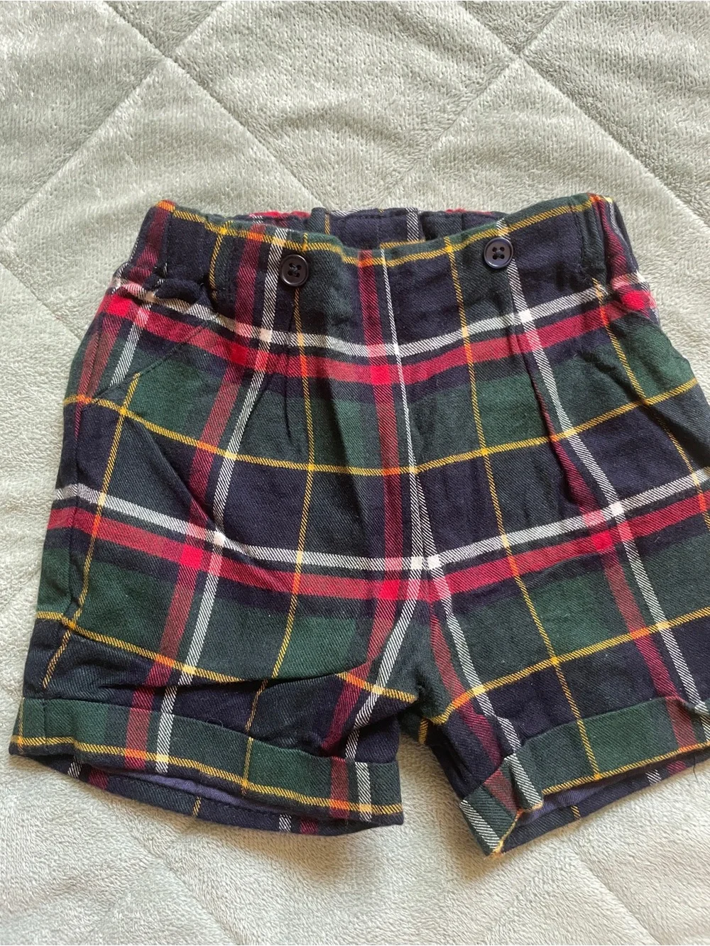 Mayoral Red Knit Sweater and plaid shorts